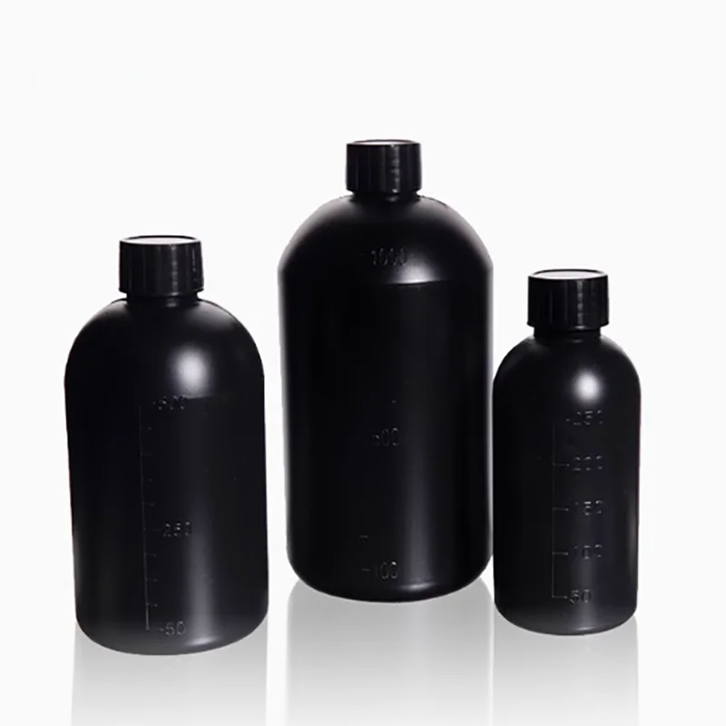 Plastic black small mouth bottle reagent bottle sealed bottle sample bottle light-proof with scale