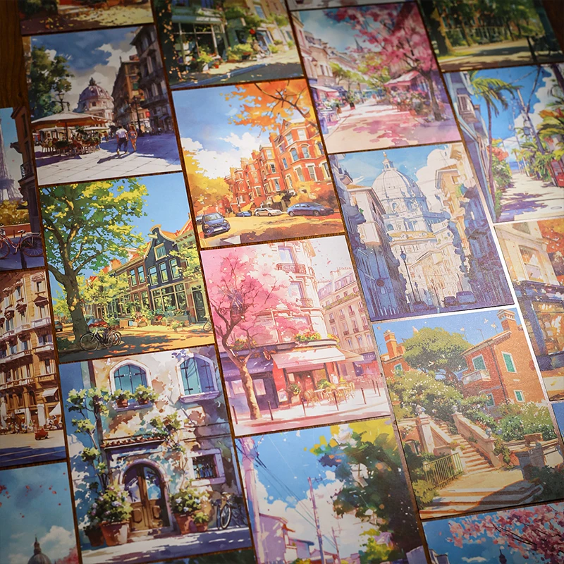 6 pacotes/lote cenário da cidade fora da janela série bonito adorável retro decorativo papel bloco de notas