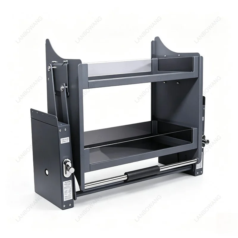 Kitchen Cabinet Pull‑Down Basket Double‑Layer Drawer Organizer with Damping Buffer for Wall Cabinet Lifting Storage Solution