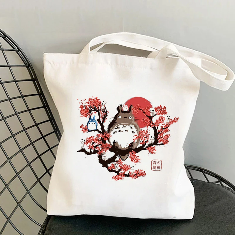Bolso de compras ecológico con estampado de moda de Totoro para mujer, bolso de estudiante estilo Harajuku, bolsa de almacenamiento, mochila de viaje para estudiante, regalo