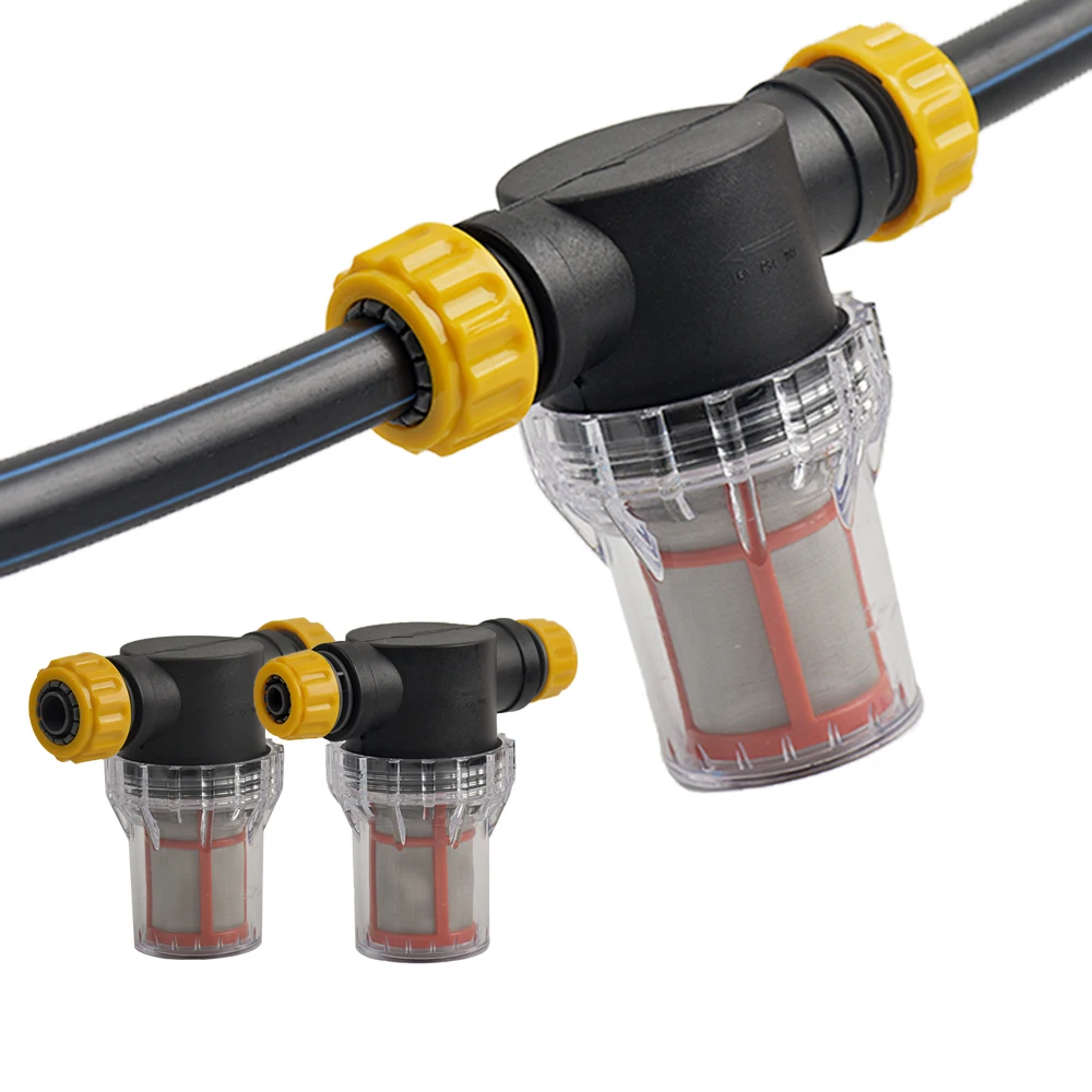 Drip Irrigation Mesh Water Filter 200 Mesh Screen, 1/2" and 3/4" Garden Hose Quick Connect for Garden and Lawn Care Irrigation