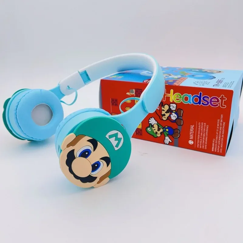Headphone Bluetooth Nirkabel Super Mario Bros Anime 5.0 Headset Gaming Kartun Olahraga Suara Stereo Earphone Headphone Kebugaran