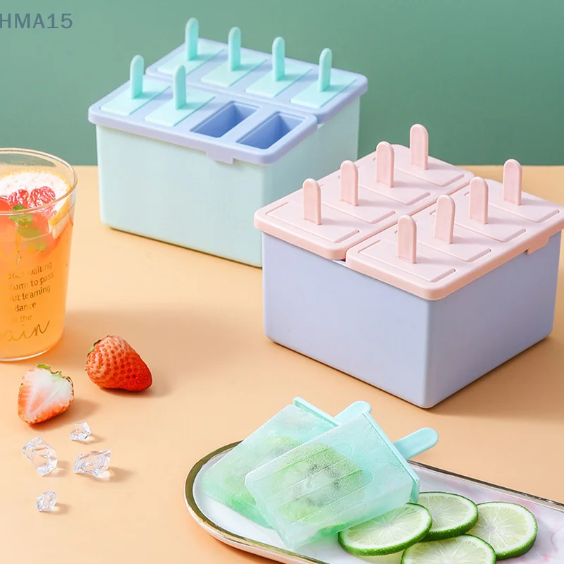 4/8Grids Popsicle/Sorbet Mold Food Grade Household Popsicle Making Frozen Ice Box With Lid Homemade Ice Cream Tools Home Party