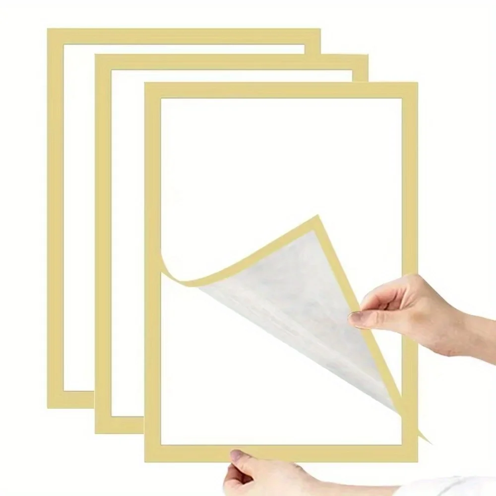 3 stuks magnetische muurframe, zelfklevend en verwijderbaar voor foto's, zwart wit mat minimalistisch thuiskantoor decor - afbeelding 1