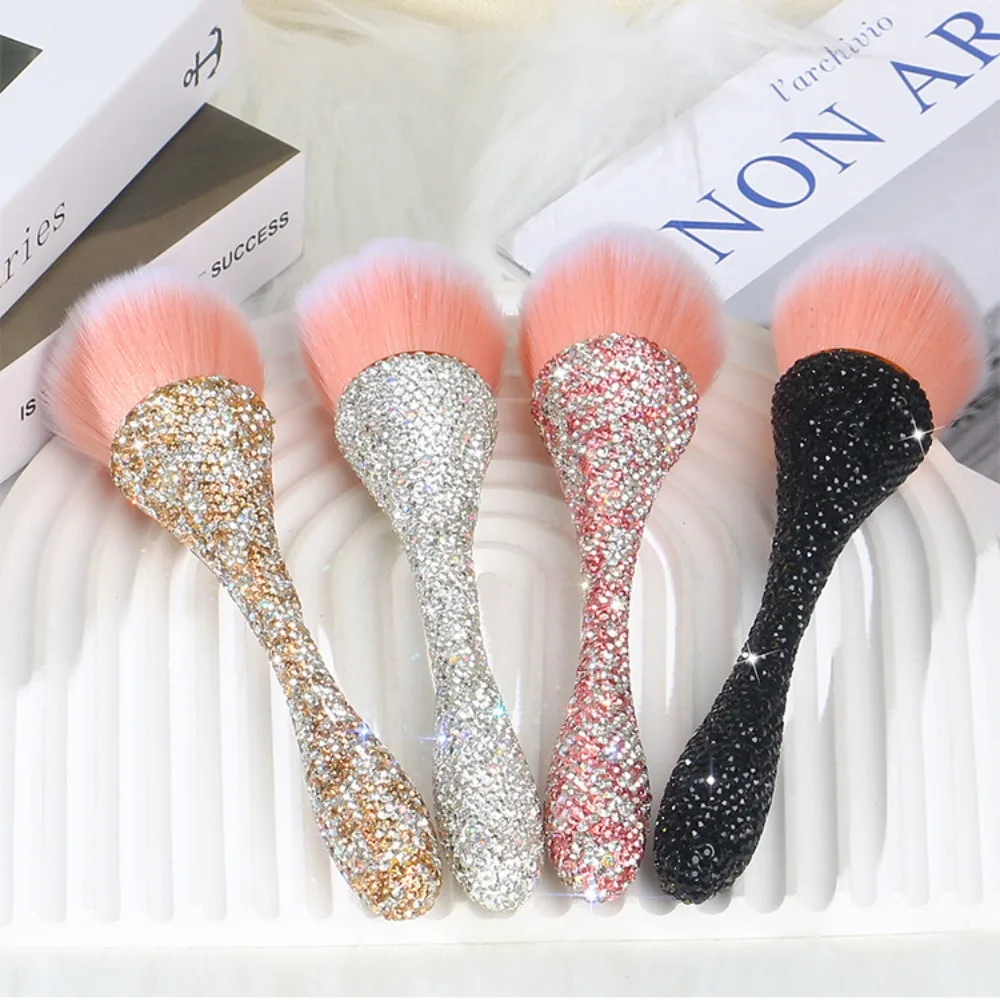 Artificial Fiber Diamond Handle Makeup Brush Diamond Inlay Rhinestone Handle Blush Brush Professional Fluffy Soft Bristles