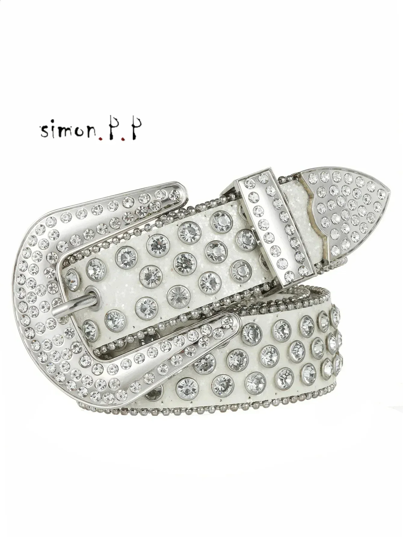 Decorative Womens Belt BB Simon Diamond Fashion Western Belt Full Diamond Inlaid PU Wide Crystal Diamond Be 240909