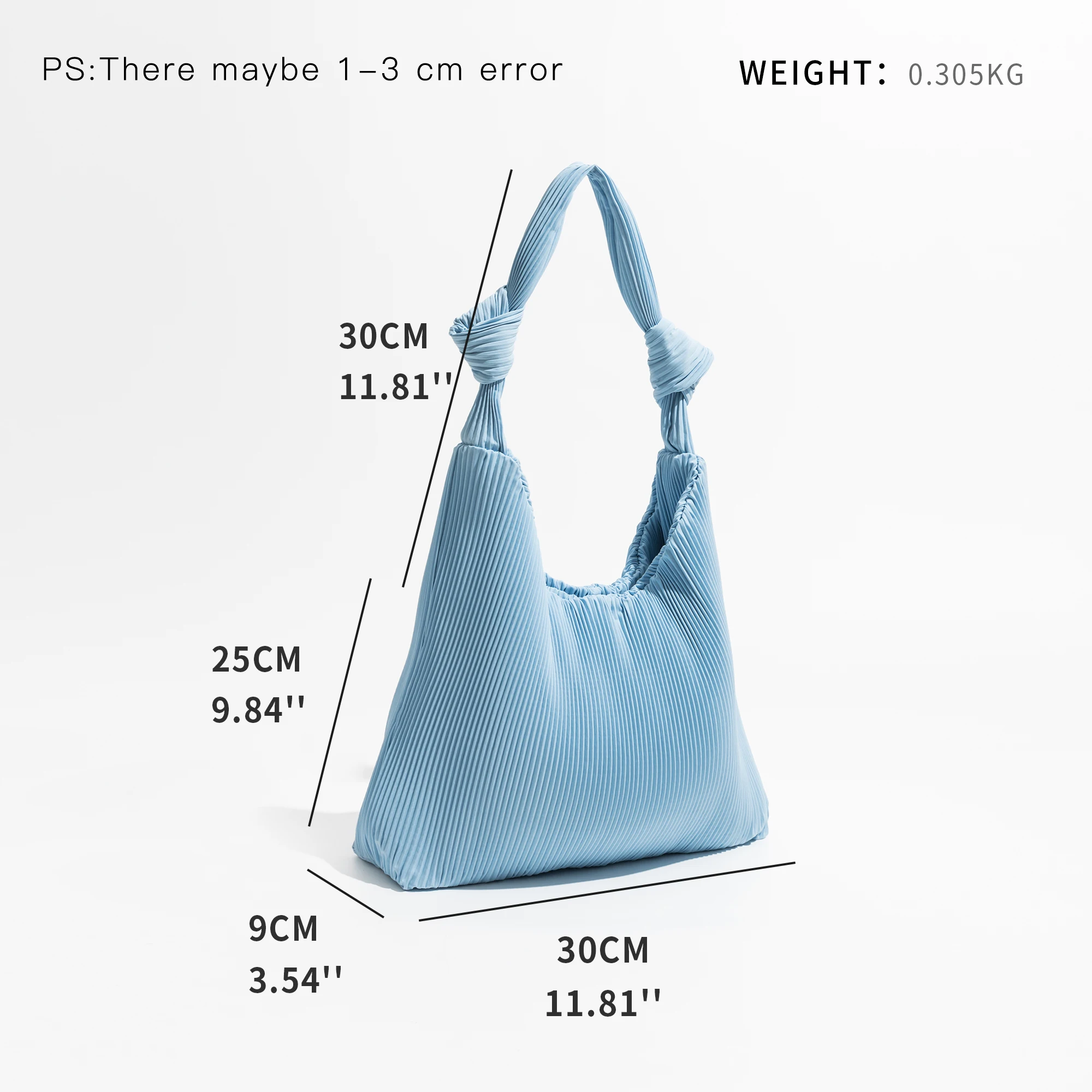 MABULA Luxury Designer Blue Pleated Hobo Shoulder Purse 2023 Fashion Knot Nylon Tote Handbag Simple Women Underarm Shopping Bag