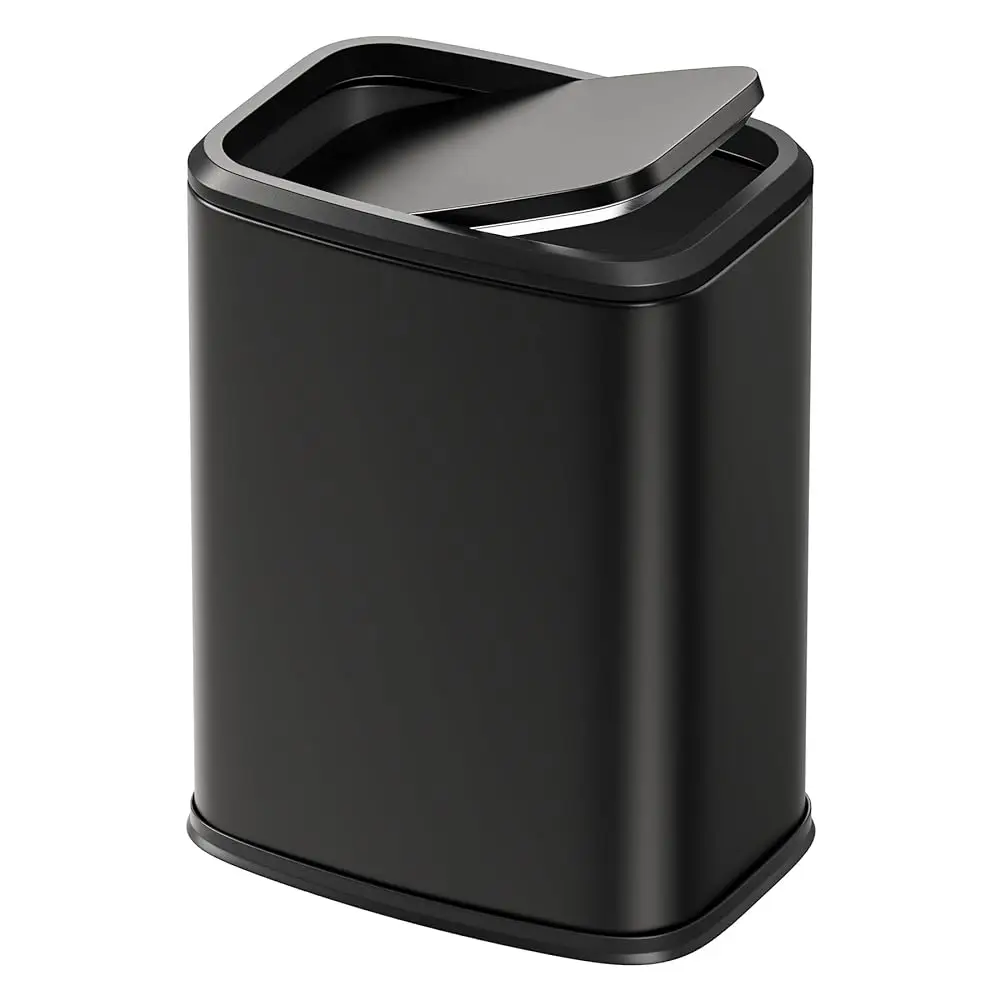 

2.1 Gallon Bathroom Trash Can with Swing-Top Lid, Small Stainless Steel Garbage Can with Removable Inner Bucket, Slim Waste
