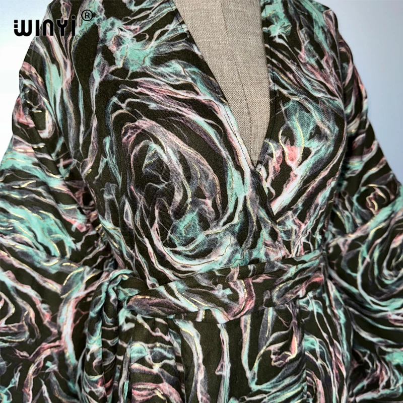 WINYI traje de verano kimono África boho playa cubrir vestido musulmán estampado en caliente cardigan ropa de playa mujeres abaya dubai lujo