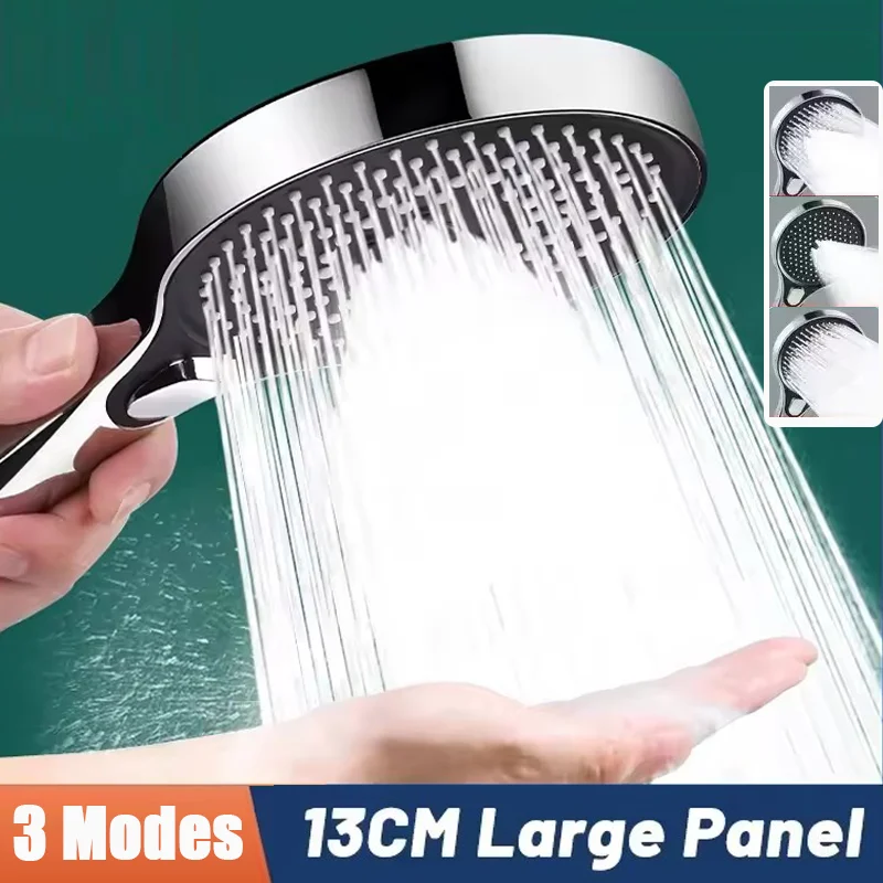 

130 мм большая панель, многофункциональная насадка для душа под давлением, 3 режима, регулируемая насадка для душа высокого давления с большим расходом и водопадом для ванной комнаты