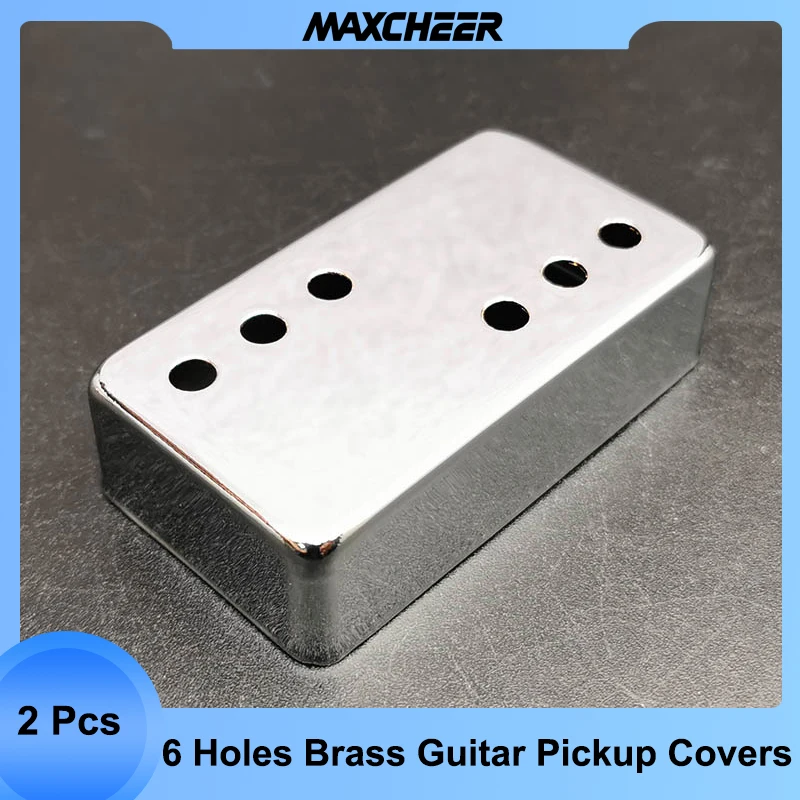 2Pcs 3+3 Brass 70x39mm Pickup Covers /Lid/Shell/Top 6 Holes for Electric Guitar Humbucker Covers 50/52MM Chrome