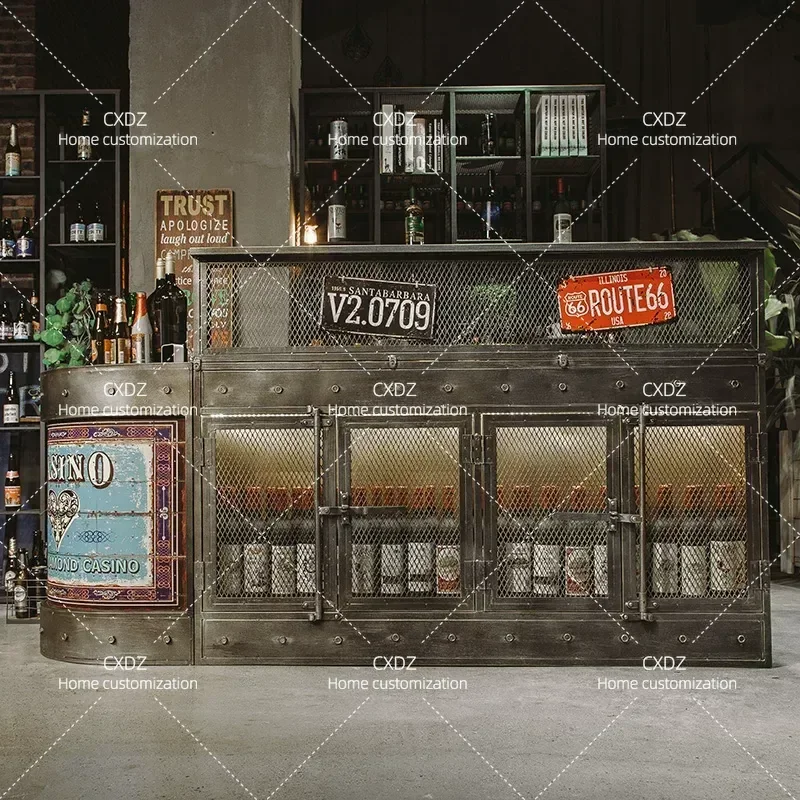 Industrial style bar checkout page bar counter retro bar table milk tea shop clothing store front desk corner creativity