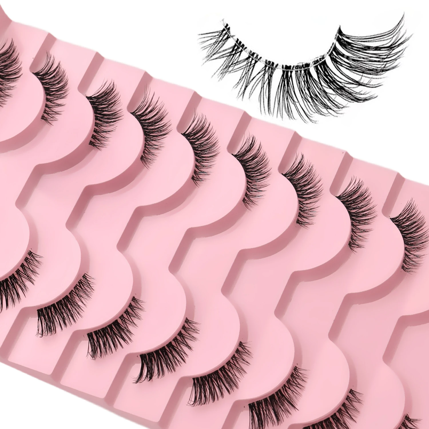 Transparente Halb-Wimpernverlängerung, Natürliche, Flauschige Kunstnerz-Wimpern, Leicht, Bequem, Wiederverwendbar für Tägliches & Party-Make-up – Detail 2
