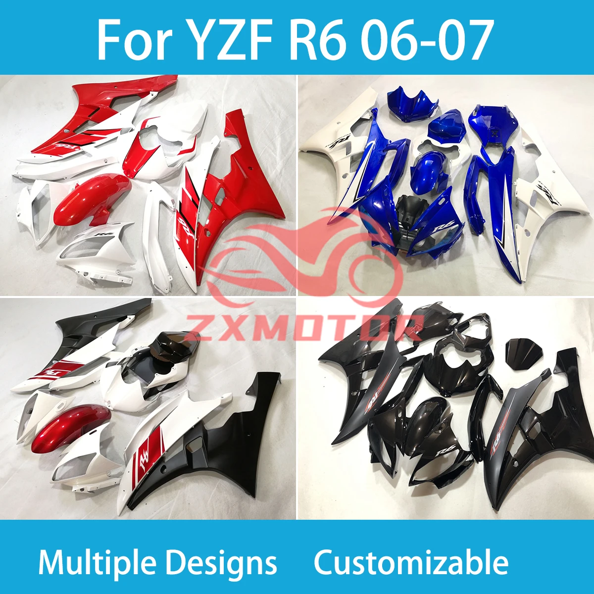 YZF R 6 06 07 Body Parts Fairing Kit for Yamaha YZF R6 2006 2007 Injection Customizable Motorcycle Accessories Shell Fairing Kit