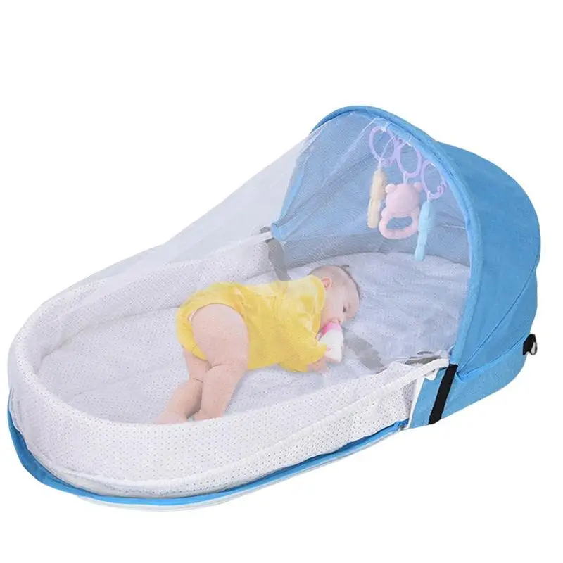 Folding Baby bed With mosquito net and toys Portable Travel Baby Bassinet  Breathable Infant Sleeping Basket baby bed for