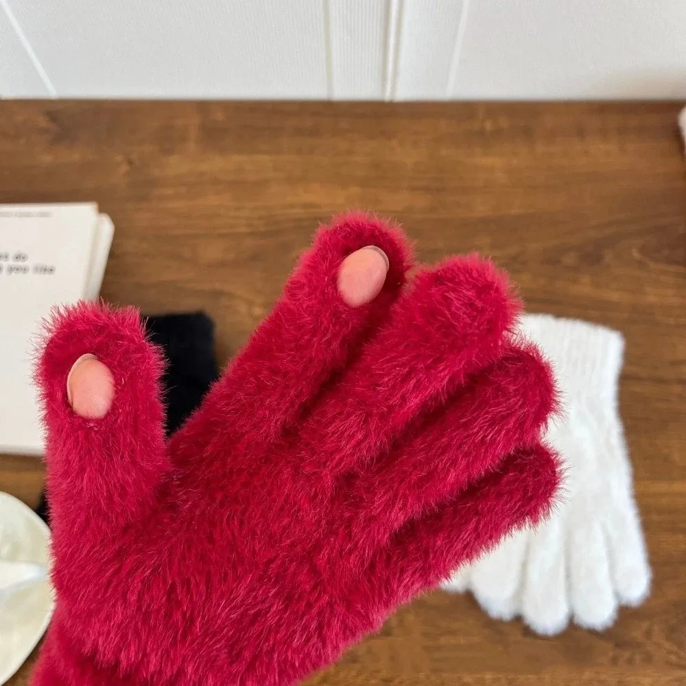 جديد سميكة الصوف خمسة أصابع قفازات يندبروف الدفء لمس قفازات الباردة والدليل على الشتاء قفازات الطلاب #4