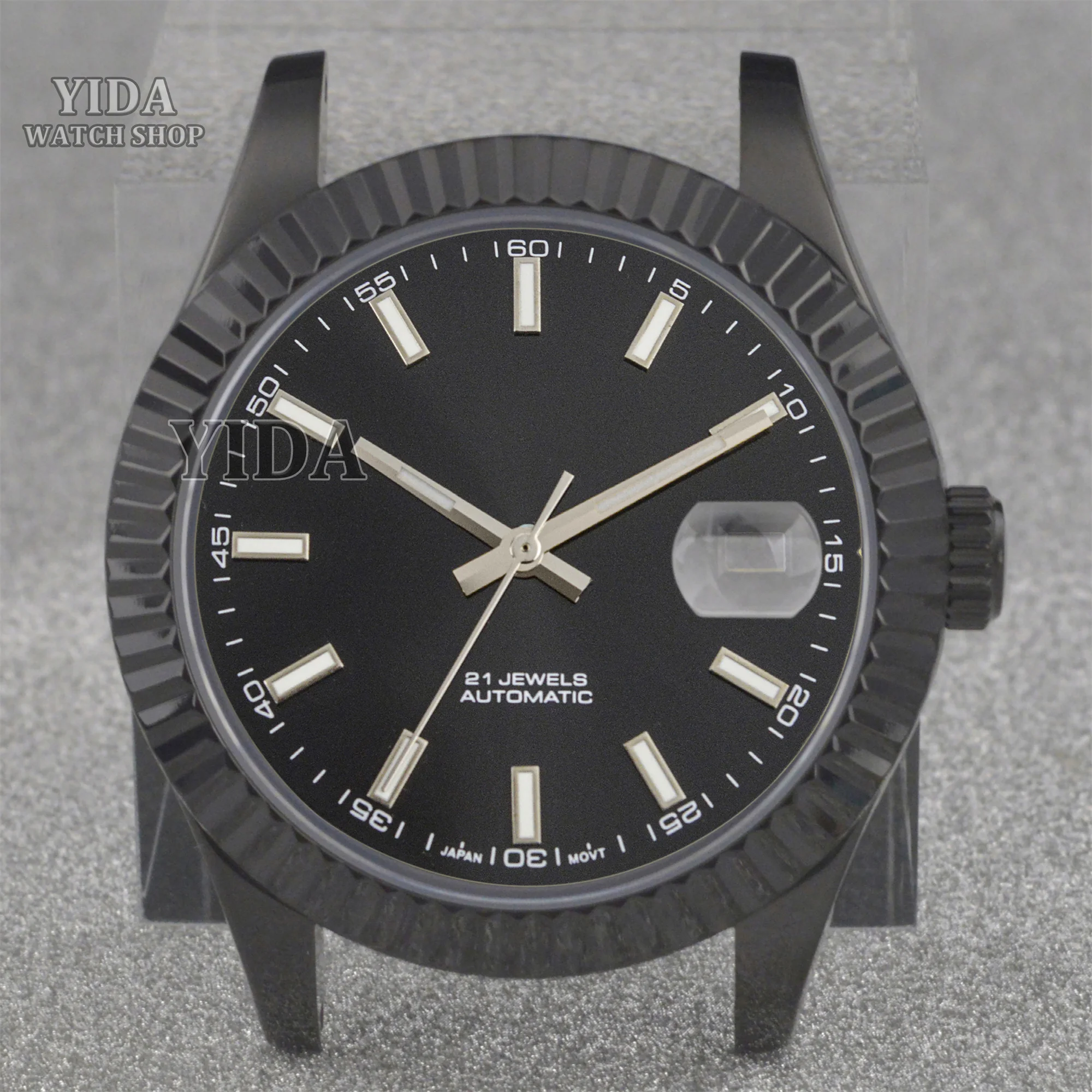 

316L Stainless Steel Pvd Black 41MM Case 31MM Dial Sapphire Glass For Datejust NH35 NH36 Movement Mod Watch Replacement Parts