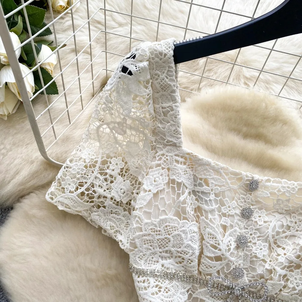 Seksowna sukienka z kwadratowym dekoltem i krótkim rękawem w kwiaty Chic Summer Beach fairycore Vestidos Vacation odzież damska