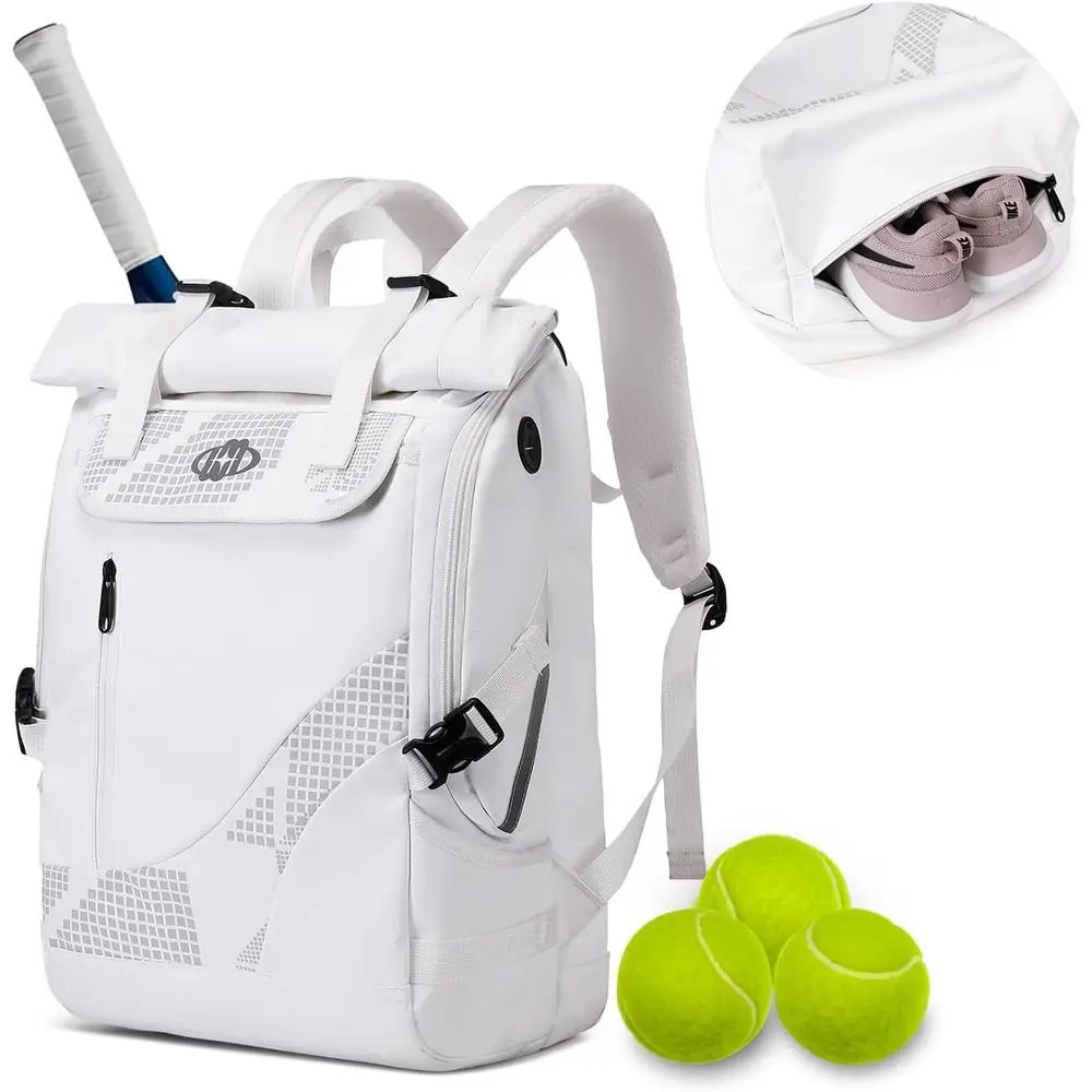 

2-Racket Tennis Backpack with Shoe Compartment, Suitable for Pickleball and Badminton