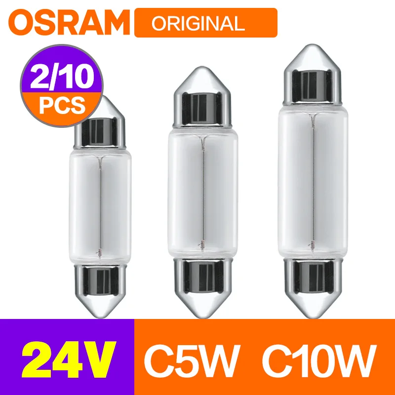 Truck 24V Reading Light Lamp 2pcs OSRAM C5W C10W SV8.5-8  Interior Halogen Bulbs 6423 6424 6429 13854CP Festoon 41mm 36mm
