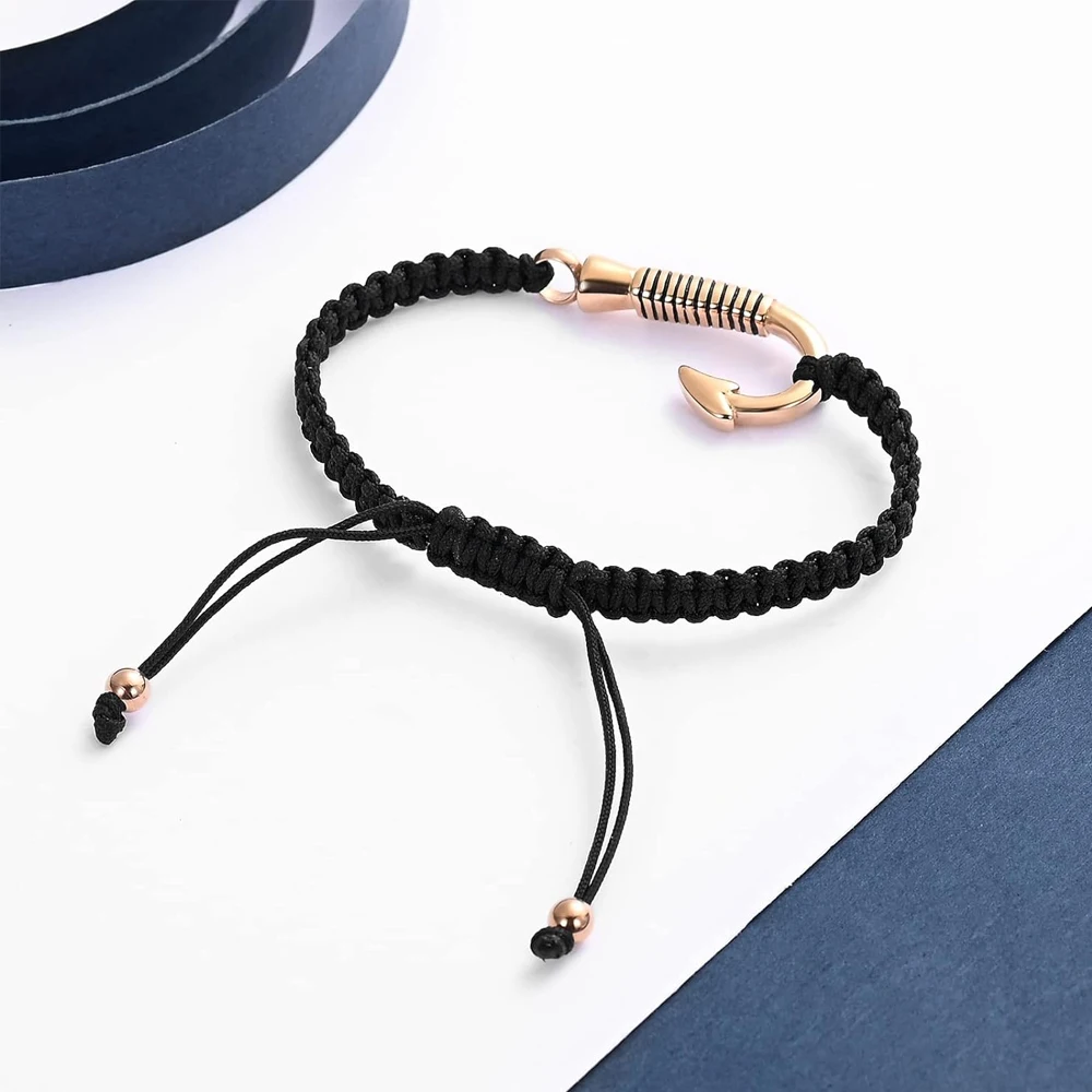 Cremation Ashes Bracelet Fish Hook Urns Pendant For Pet Human Ashes Memorial Keepsake Bangle Jewelry Adjustable