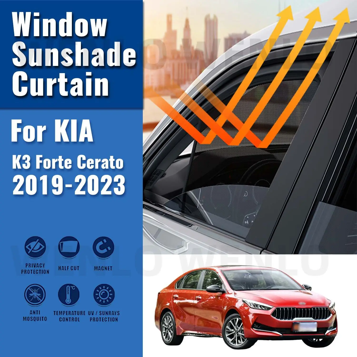 

Магнитный автомобильный солнцезащитный козырек для KIA K3 Forte Cerato 2019-2023, переднее ветровое стекло, рамка, занавеска, заднее боковое окно, солнцезащитные оттенки