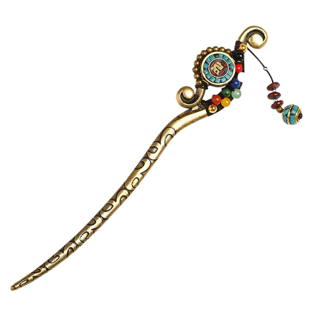 Folk-custom Hairpins Tassel Hair Bun Hair Stick Oriental Alloy Hair Chopstick Tassel Hairpin Folk-custom Hair Fork