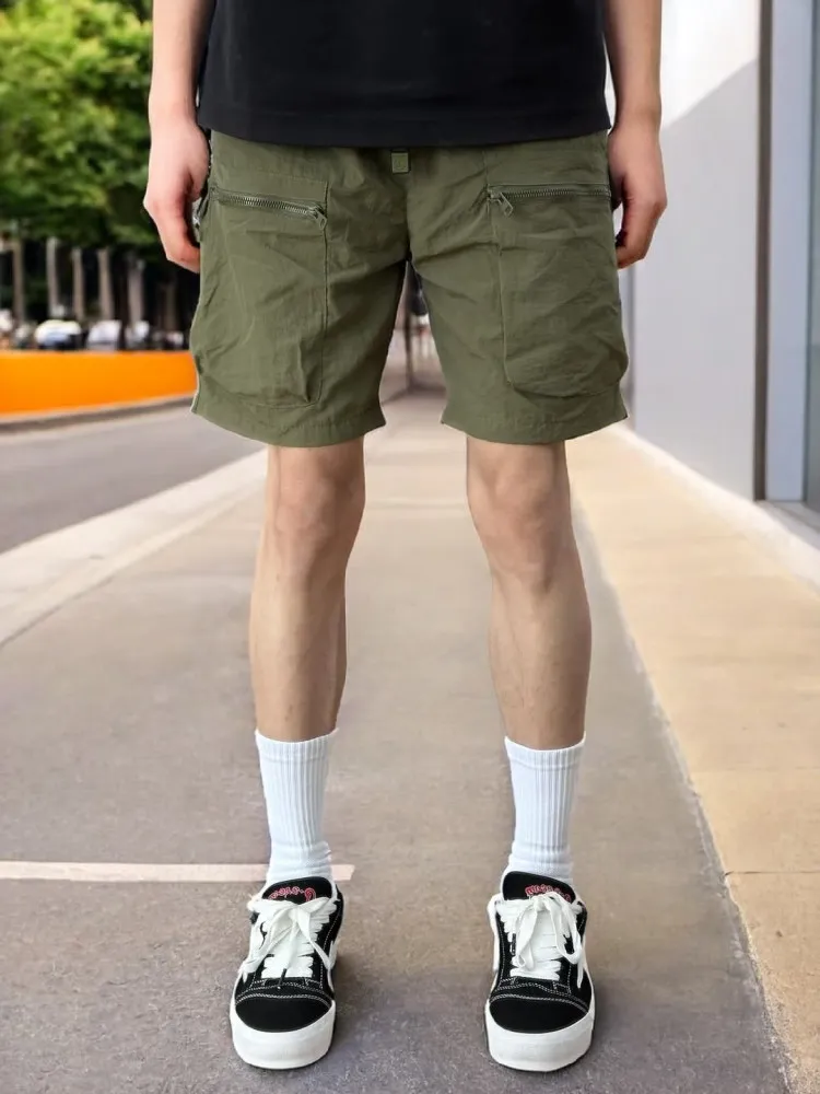 

Камуфляжные зеленые рабочие шорты для мужчин, летние, для активного отдыха, до колен, с четырьмя-пятью разрезными карманами, быстросохнущие, утилитарные шорты