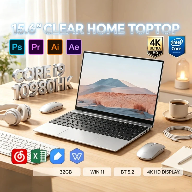 15.6" Ultra Slim Portable Notebook,I9-10980HK,16GB RAM 1TB SSD,4K HD Win11 Pro,WiFi6 BT5.2 Gaming Study Business Designer Laptop