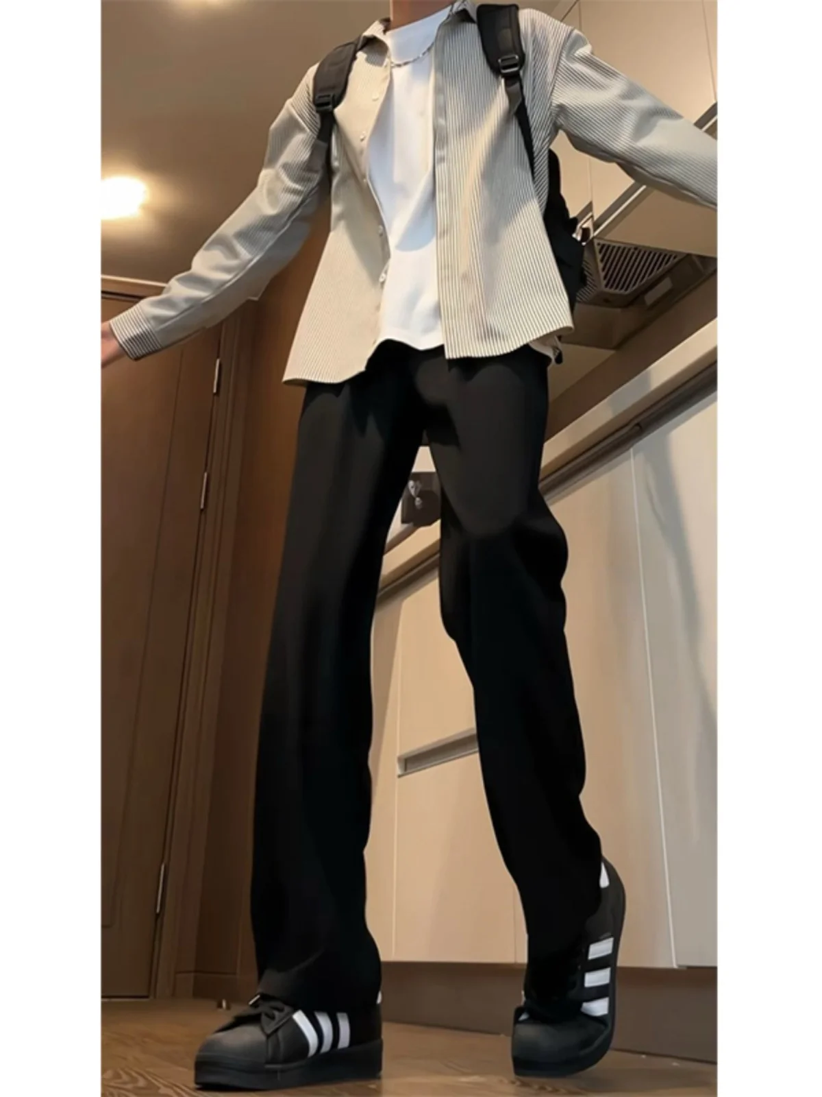 

Узкие прямые брюки в американском стиле для подростков, модные, повседневные, уличный стиль, высокое качество, полиэстер, весенний сезон