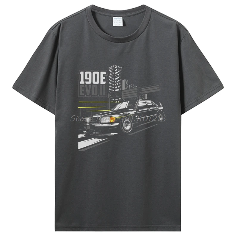 Automotive Merch 190E Creative T-shirt EVO O-Neck Pure Cotton Tshirt Casual Cotton Fitness T Shirt Men's Clothing Oversized Tops