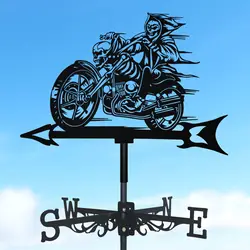 New Metal Skull Knight Weather Vane Standing Decor Roof  Weathervane Garden Yard Halloween Decoration For Shed Home Fence Post