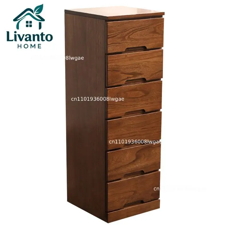 

Solid Wood Narrow Gap Cabinet,Modern Bedside Storage Organizer, Wooden Chest for Small Spaces, Minimalist Home Furniture