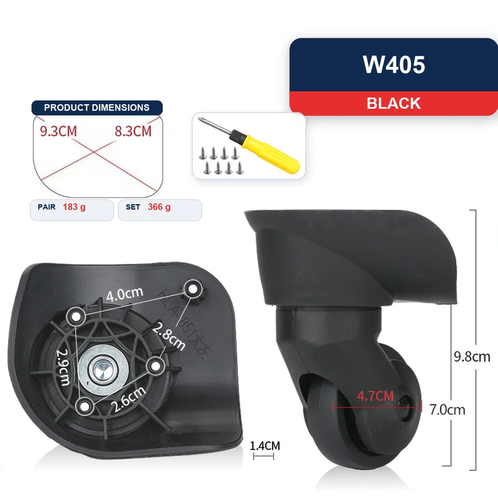 Black Replacement Luggage Wheel For American Tourister 47R For Samsonite 47R Silent Caster Repair Part