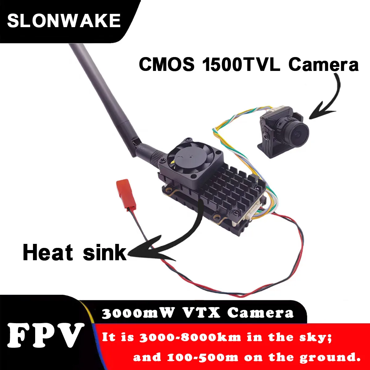FPV System 5.8G 48CH 3000mW transmitter VTX-CAM with B19 camera cmos 1500TVL 2.1mm lens use for Long Range FPV Playing Drone