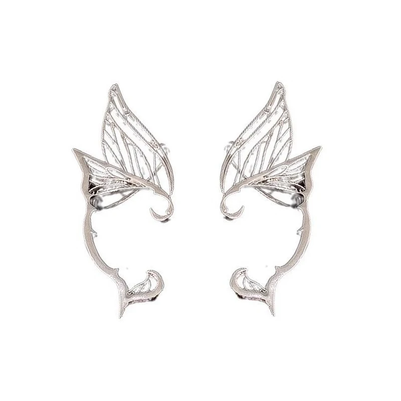1/2pcs Metal Wing Ear Cuff Piercing Earrings Punk Butterfly Elf Ear Clip Luxurious No Ear Hole Ear Bone Clip For Women Jewelry view 3