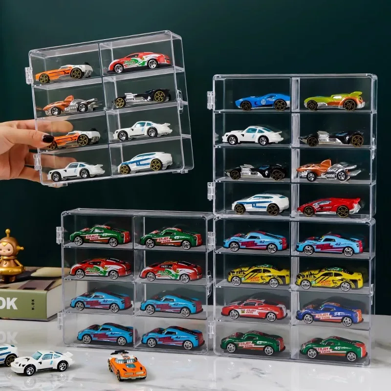 1:64 8PCS Die-cast Alloy Car Model High Simulation Inertia Pull Back Racing Car Sports Car Toy with 8-grid Acrylic Display Box