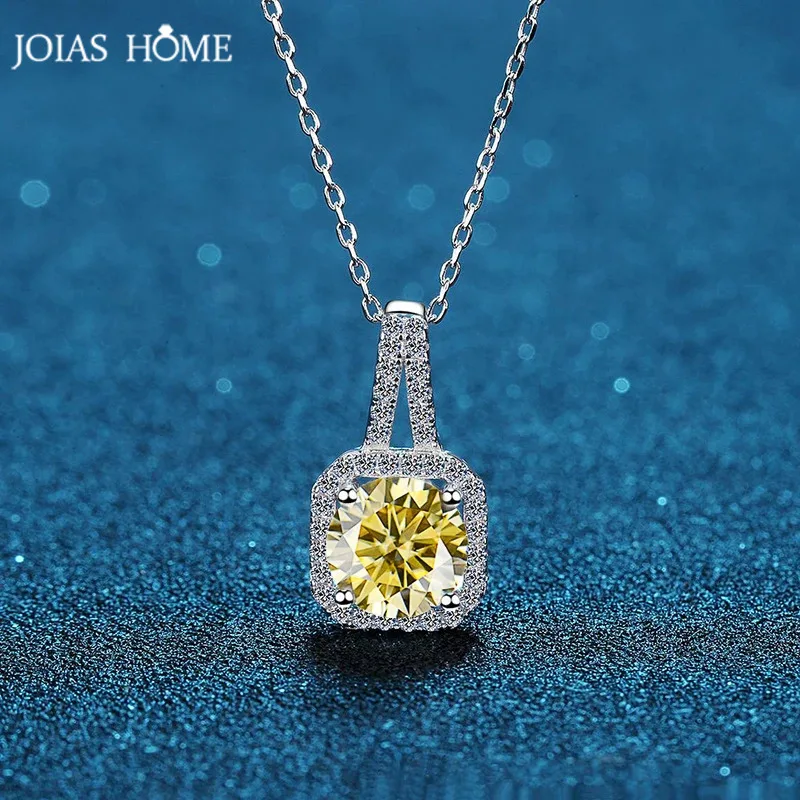 

JoiasHome Simple and Fashionable Square 1ct D-color Moissanite Gemstone Pendant Necklace For Women's Party Classic Temperament