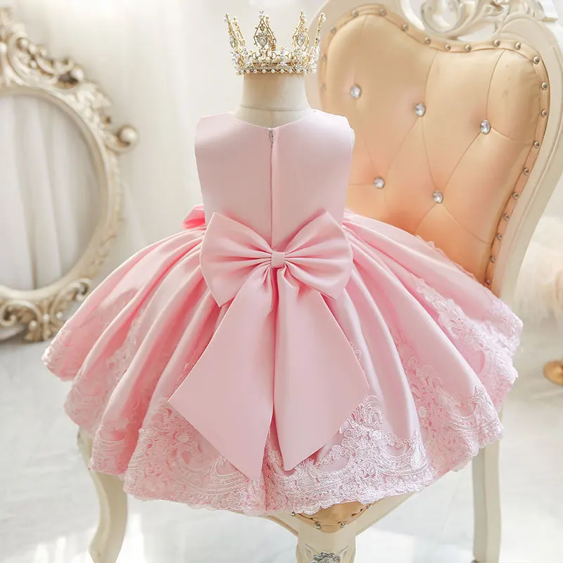 Boutique Summer 2024 Sleeveless Pink Ivory Infant Puffy Baby Toddler Girls Princess Tutu Dress