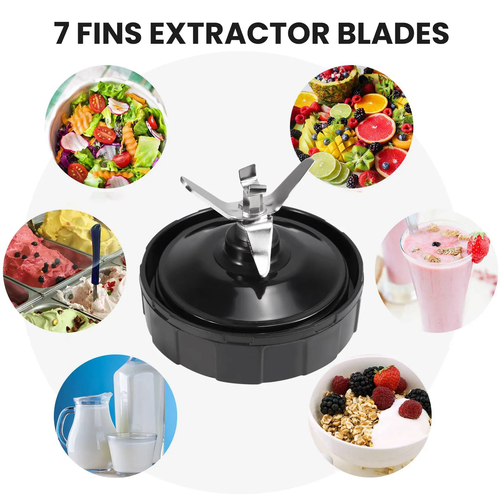 2ชิ้น7ครีบระบายใบมีดอะไหล่ใบมีดล่างสำหรับ Ninja Auto IQ BL642 BL2013 NN102