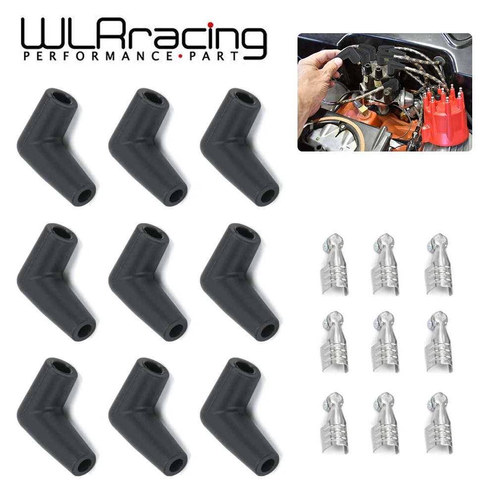 WLR RACING - 9 pcs / set HEI style distributor caps Spark Plug Wire Male Rubber Boots Terminals Ends Connector set WLR-SSC03