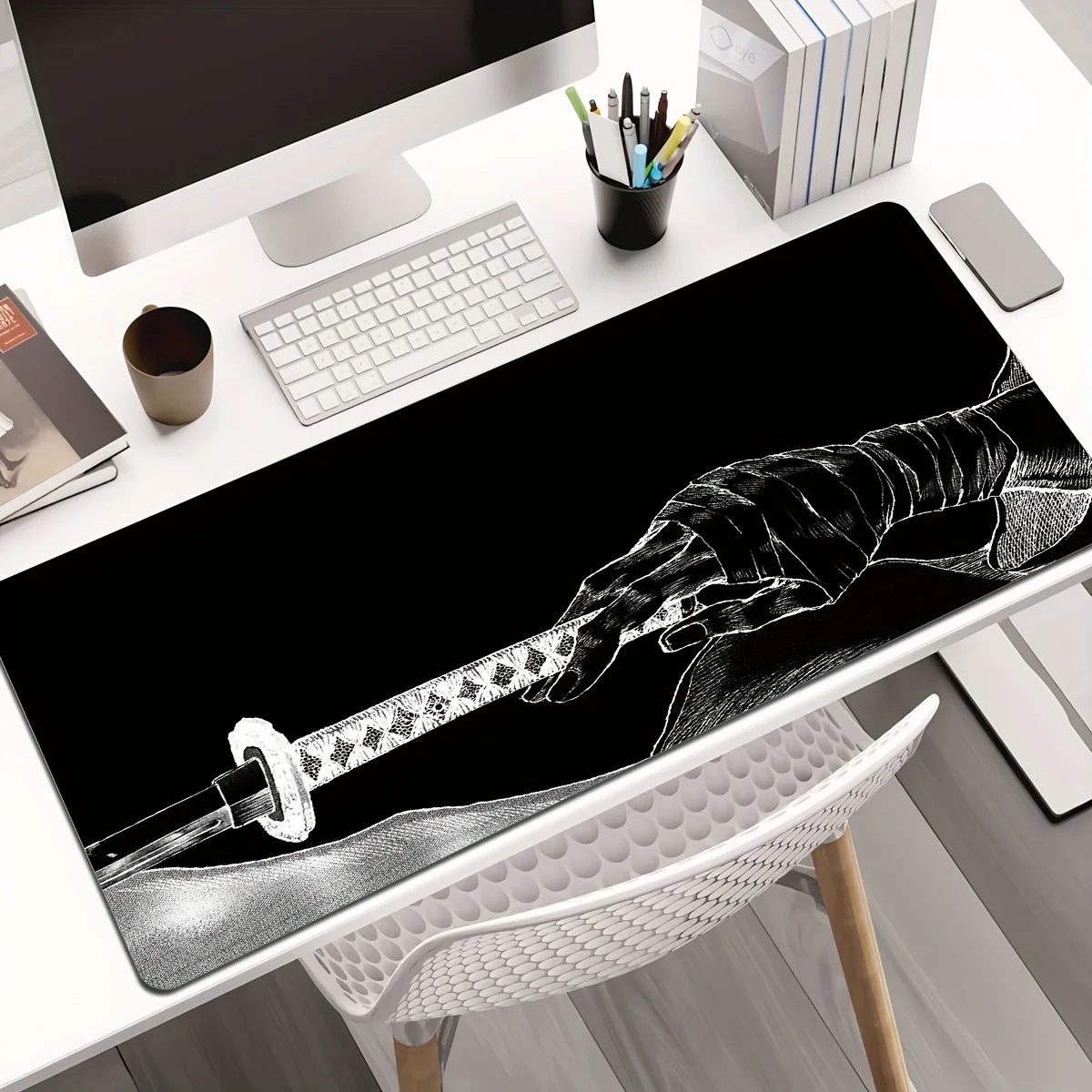 

Большой игровой коврик для мыши Katana Sword Samurai, нескользящий, резиновый, для ПК, геймеров и офиса