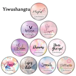 Wordart blessing language pattern happy smile 12mm/18mm/20mm/25mm Round photo glass cabochon demo flat back Making findings