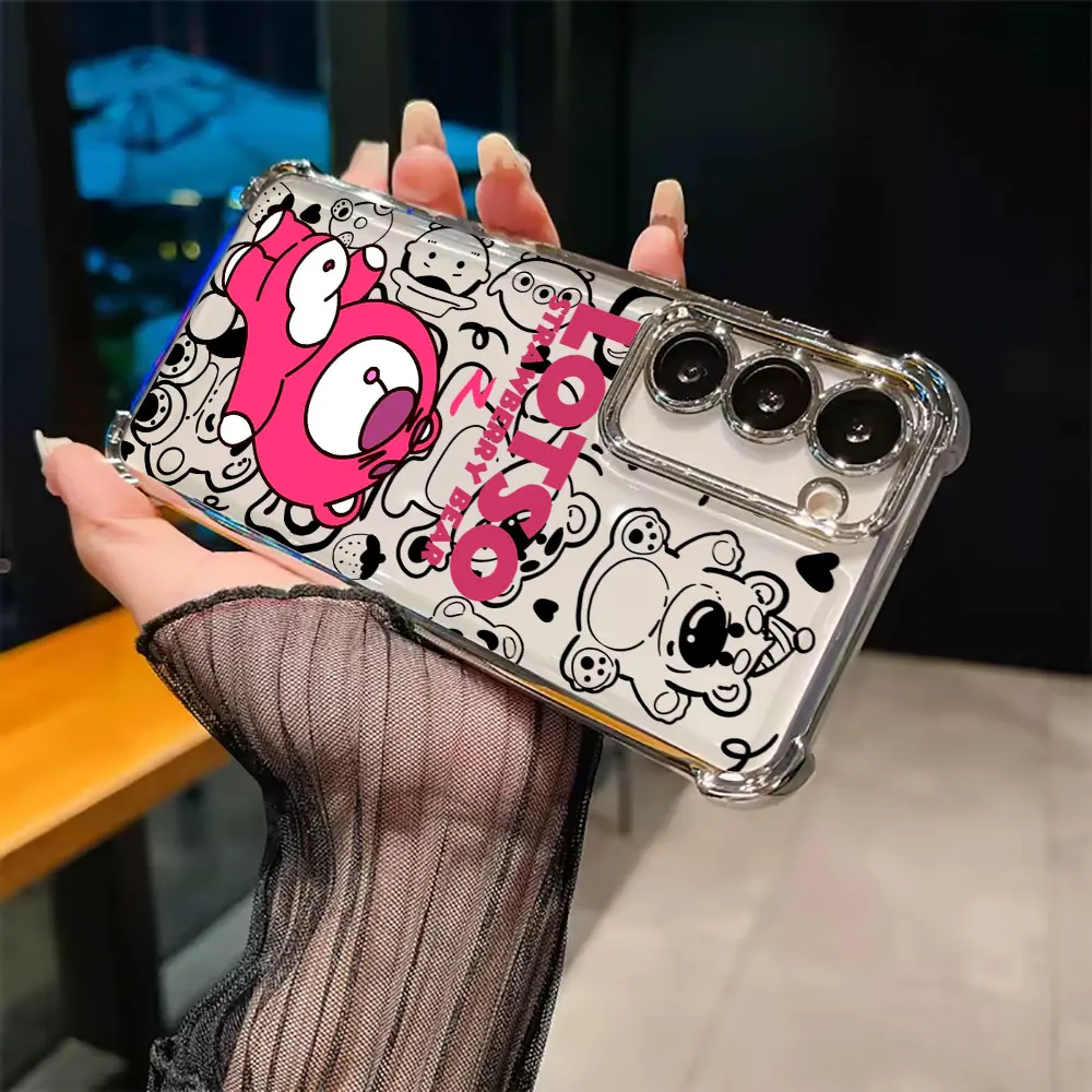 Lotso Strawberry Bear Silicone Case For Samsung Galaxy S26 S25 S26Ultra Edge S24 S23 S22 Plus S21 Ultra FE Soft Phone Back Cover view 5