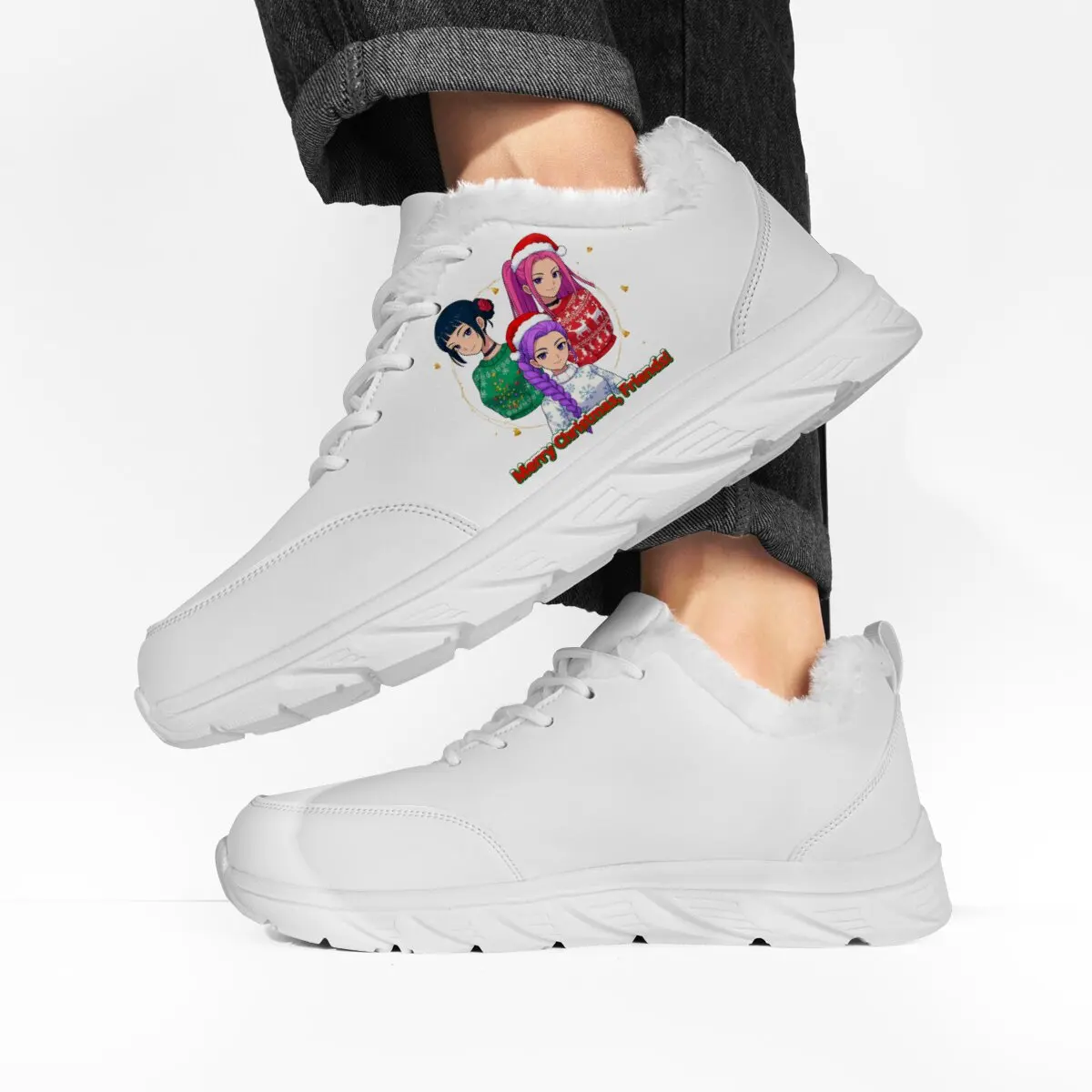 

Couple Style Flat Shoes with The Pattern Design of The Witch Hunt Team Custom Printed Lace-up Large-sized Casual Sports Shoes