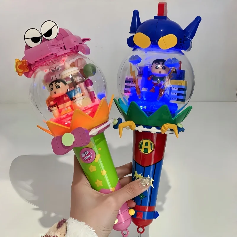 AREAX Building Blocks Crayon Shin-chan Magic Wand Series Sanrio Cartoon Animation Assembly Toy Kuromi Model Ornament Gift