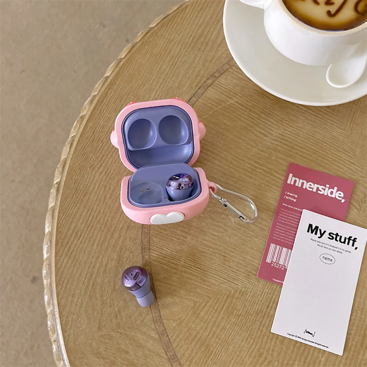 لسامسونج غالاكسي Buds2 برو/براعم لايف/براعم برو/براعم 2 شحن صندوق ، ثلاثية الأبعاد لطيف الكرتون kawaii القط سيليكون سماعة مع هوك