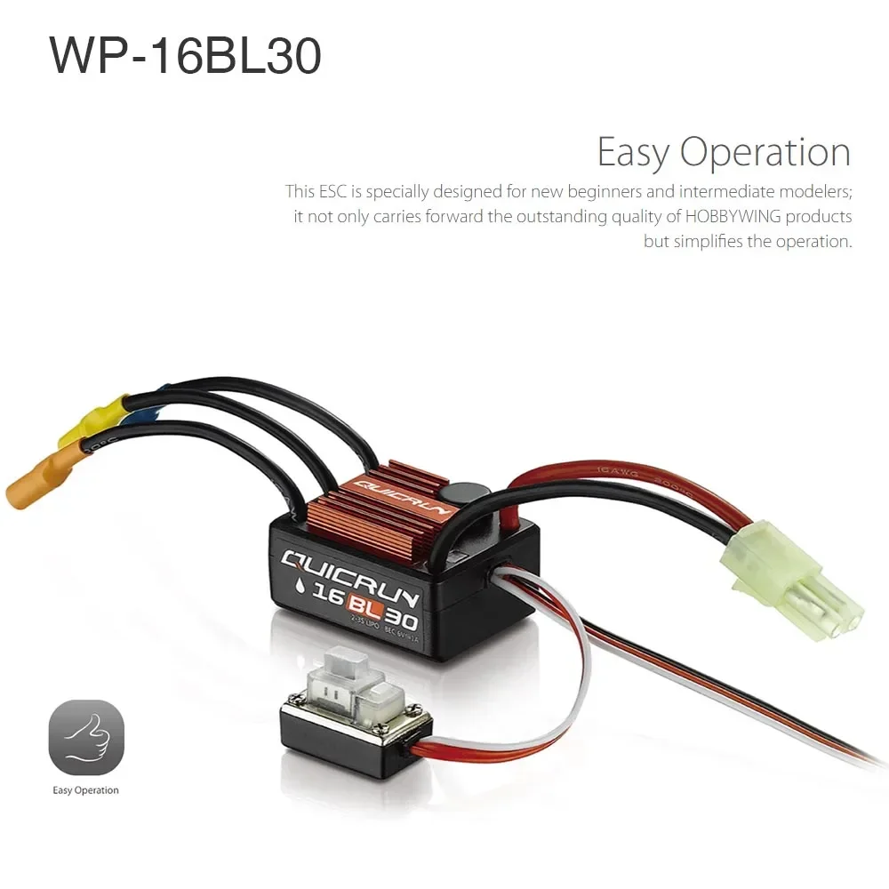 Hobbywing-QuicRun WP 16BL30 30A XT/T/Tamiya, ESC impermeable sin escobillas para 1/8 1/10 RC, coche, avión, barco, Dron, modelo de Juguetes