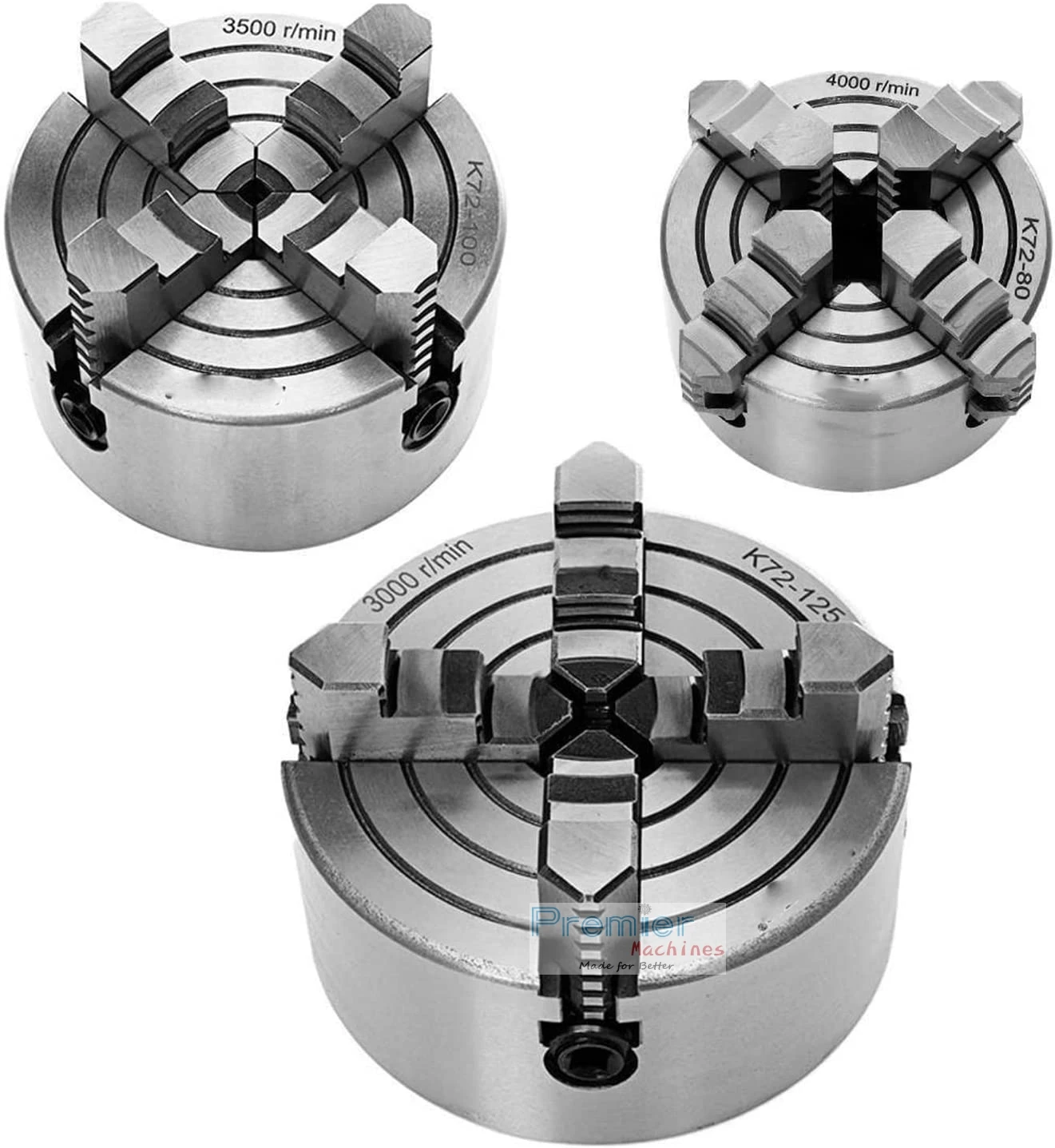 K72-125 Lathe Chuck 5 Inch 125mm 4 Jaw Independent Chuck SANOU Chuck for Mini Lathe