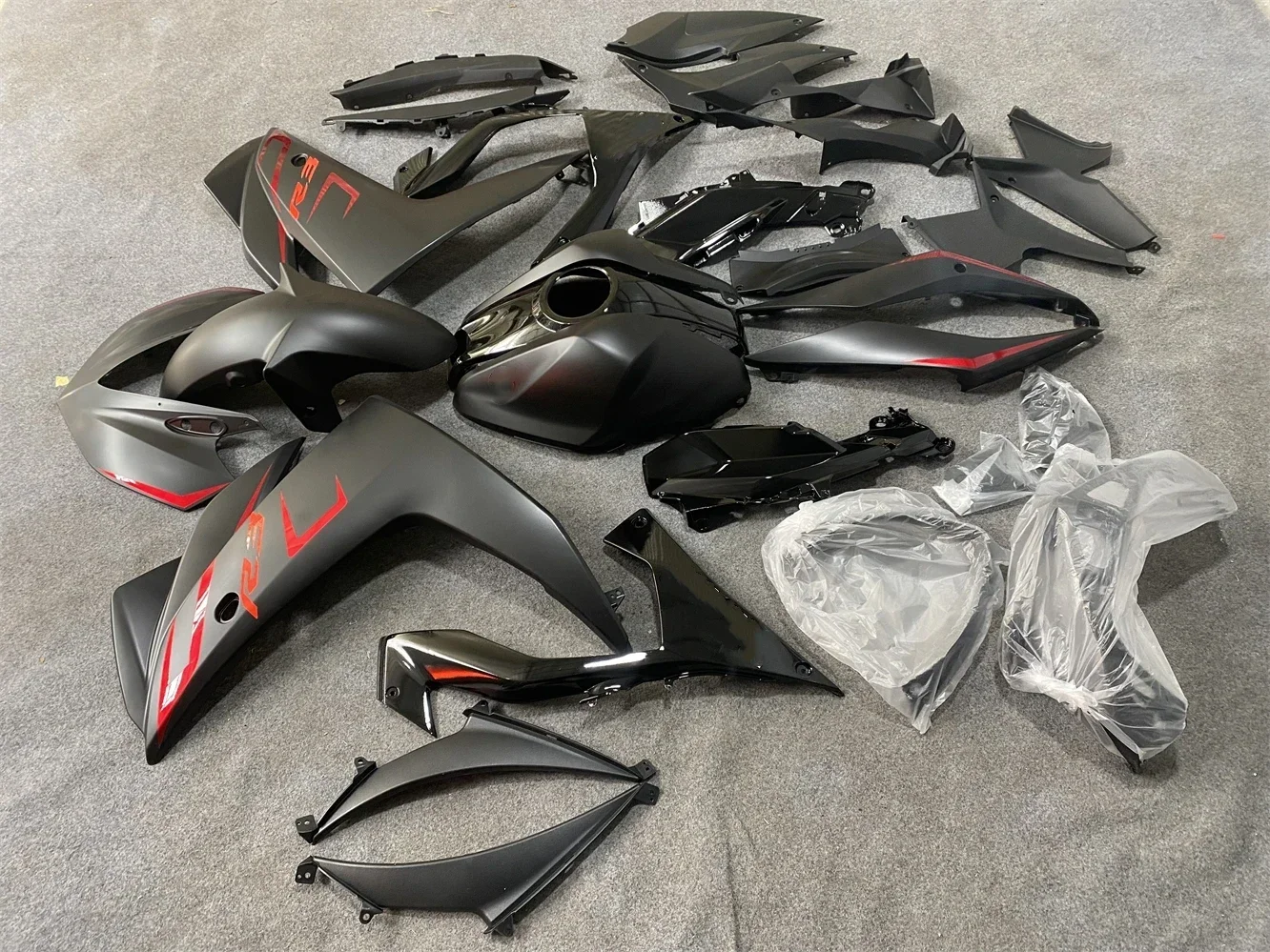 انسيابية حقن لياماها R3 R25 2015 2016 2017 لوحات كاملة 15 16 17 مجموعة ألواح بلاستيكية ABS هيكل العمل قلنسوة سوداء